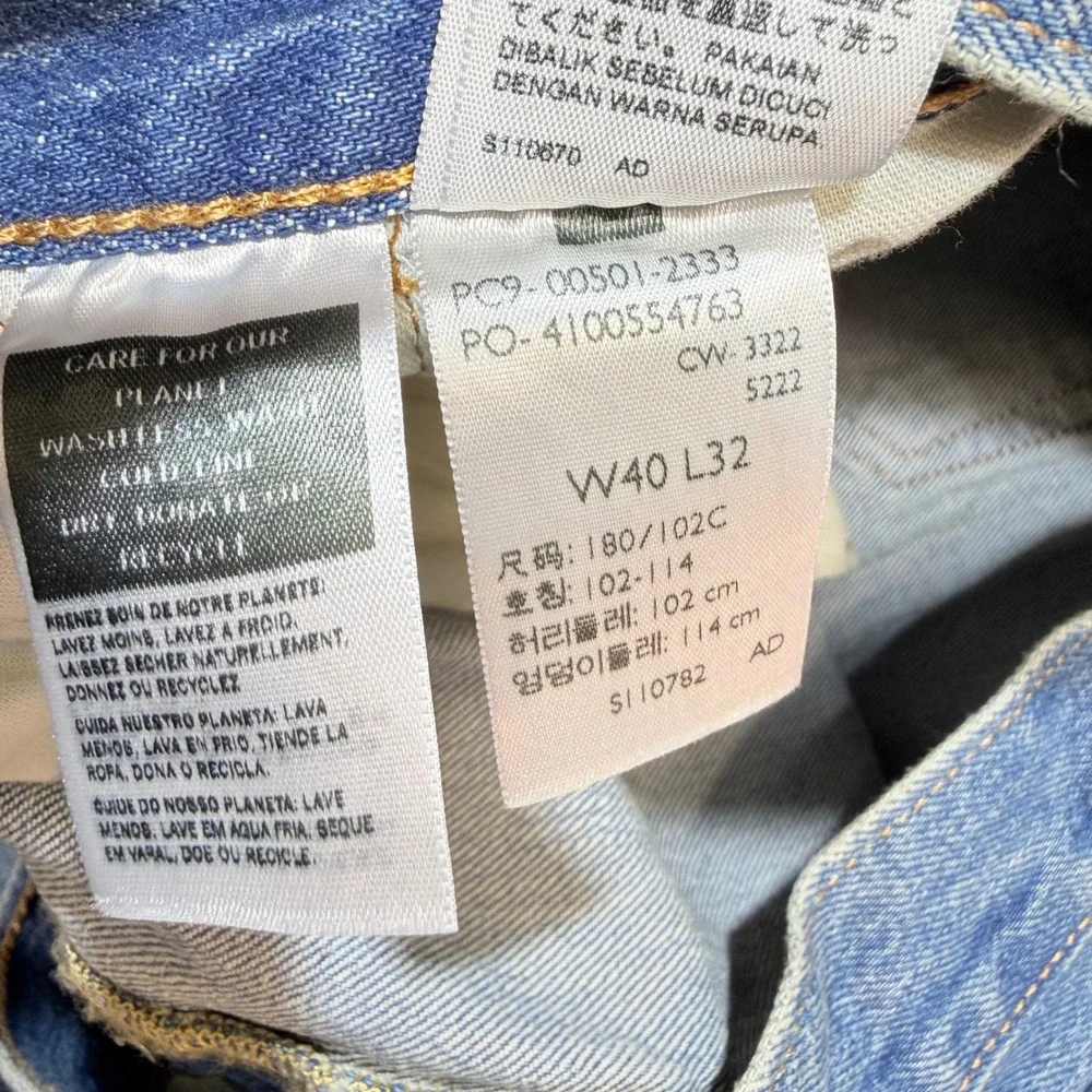 Levis 501 Original Fit Jeans Straight Leg Button‎ Fly 100% Cotton Blue Black